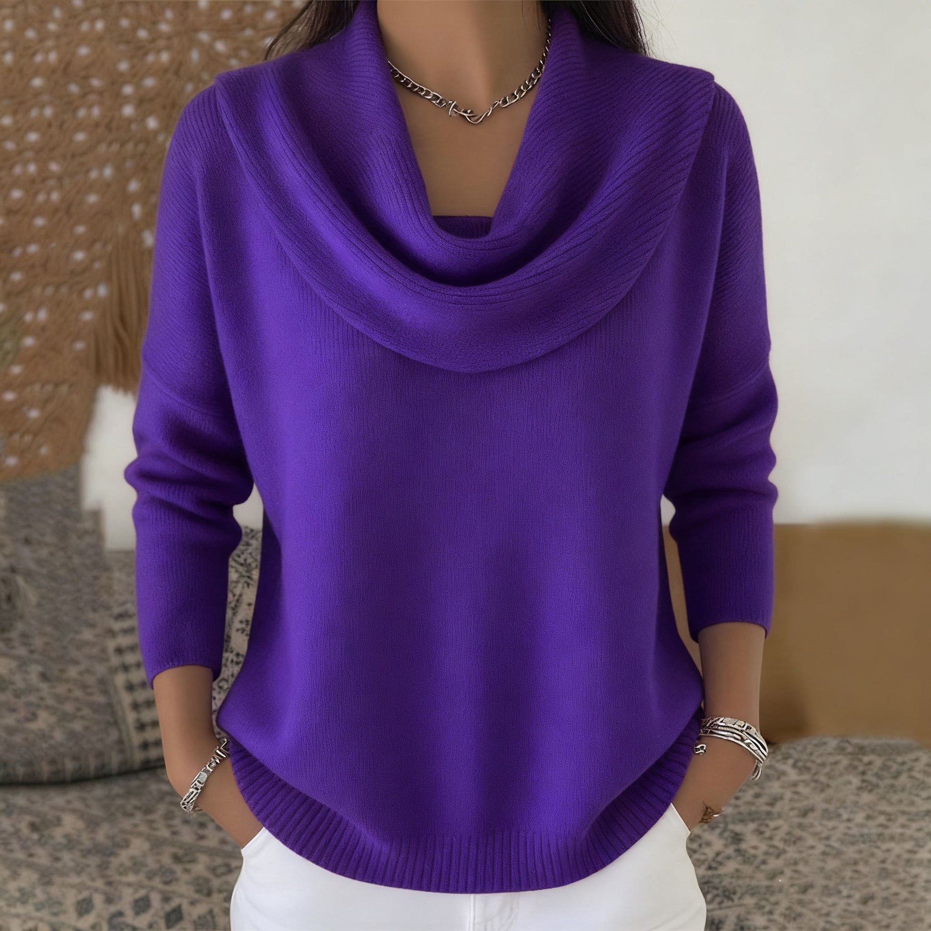 Maglione con colletto drappeggiato