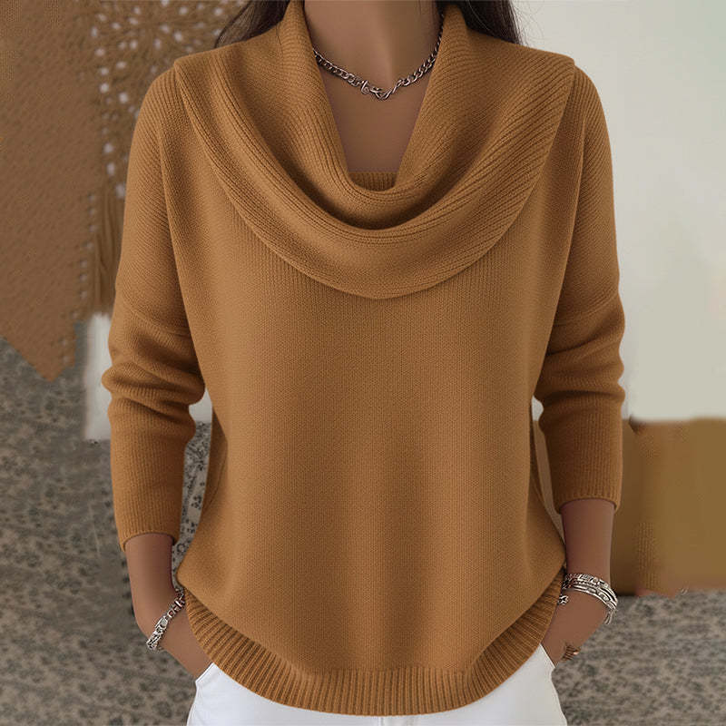 Maglione con collo drappeggiato Rosso | Aurella Milano