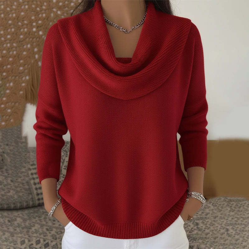 Maglione con collo drappeggiato Rosso | Aurella Milano
