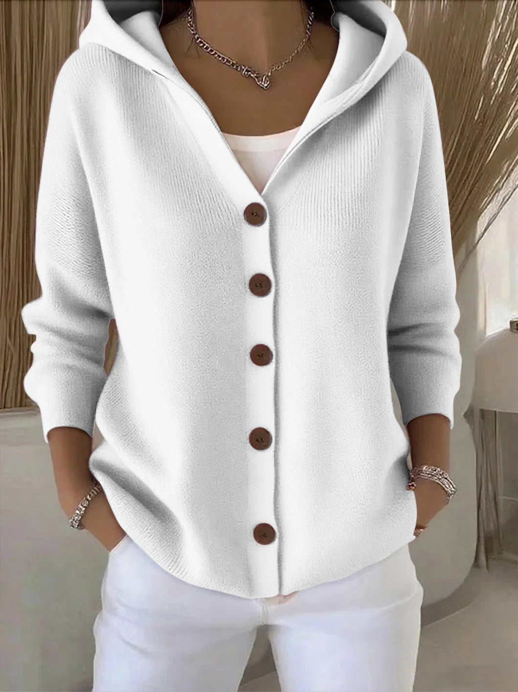 Gilet leggero con cappuccio in maglia