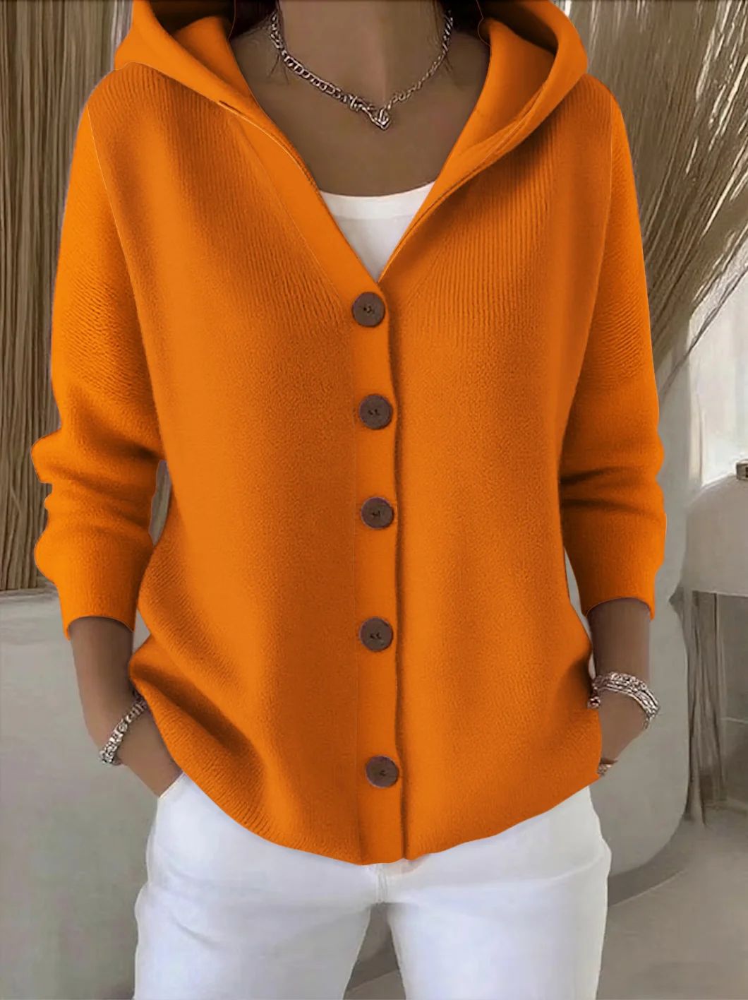Gilet leggero con cappuccio in maglia