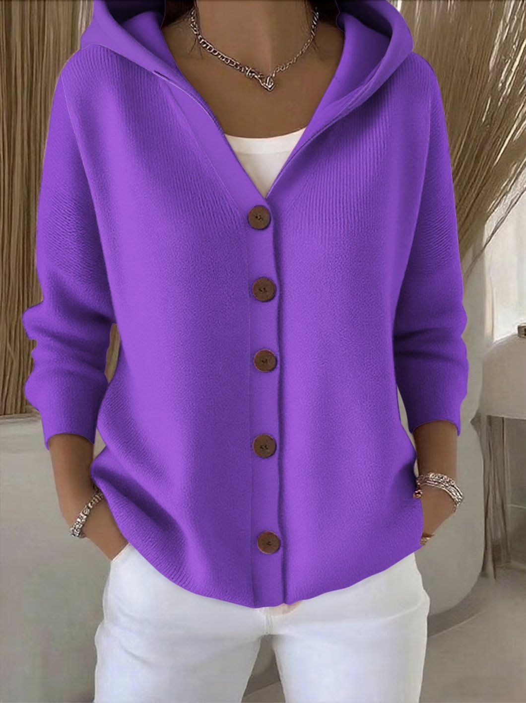 Gilet leggero con cappuccio in maglia