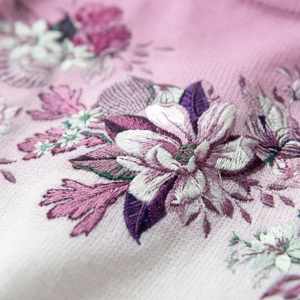 Maglione floreale con collo risvoltato Lilla | Aurella Milano