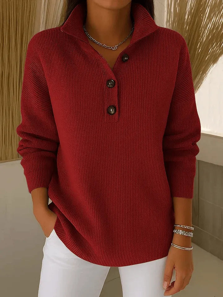 Maglione polo con scollo a V Azzurro cielo | Aurella Milano