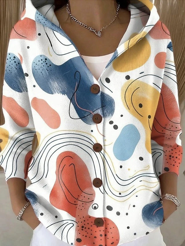 Gilet in maglia con cappuccio stampato