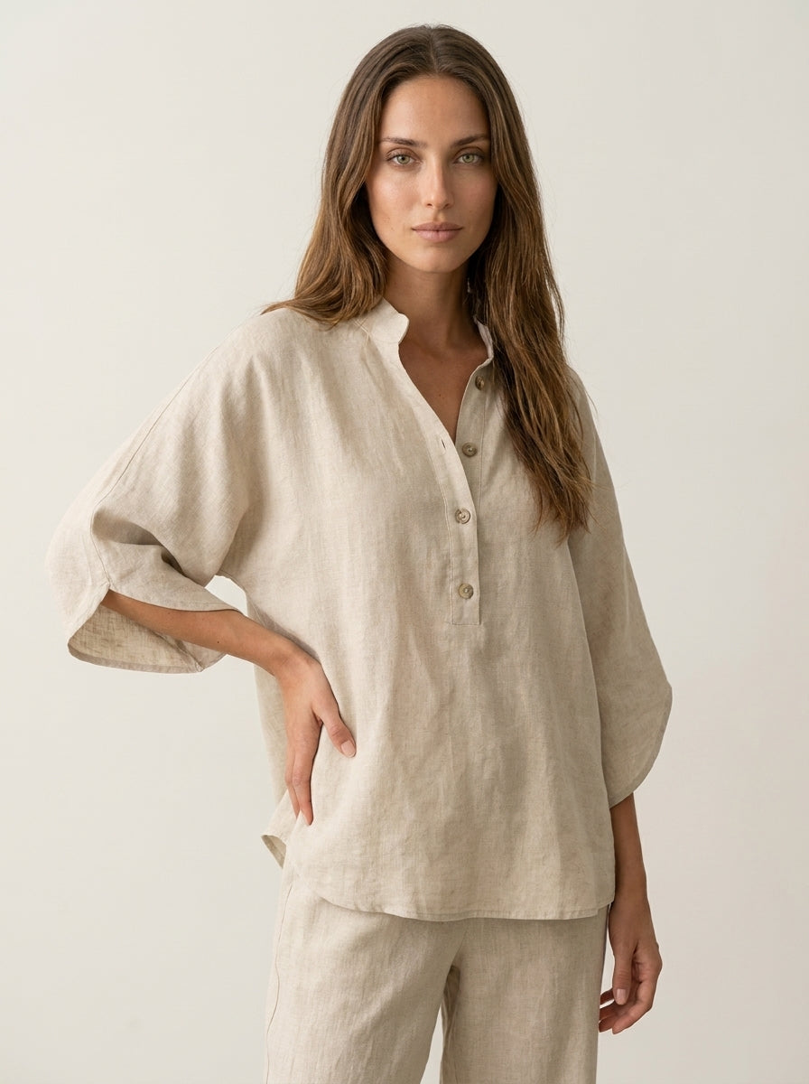 Maribel - Completo in Lino con Pantaloni Ampi | Aurella Milano