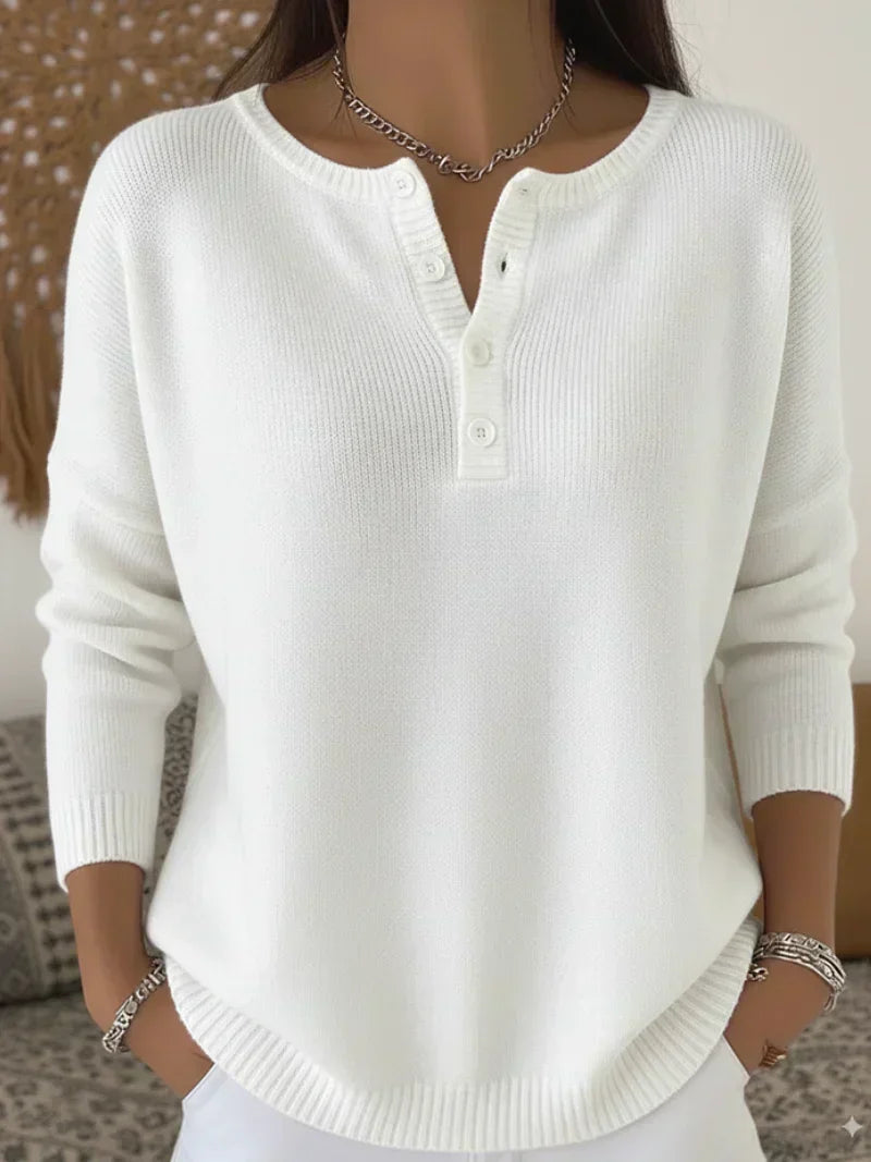 Maglione Henley con quattro bottoni Verde oliva | Aurella Milano