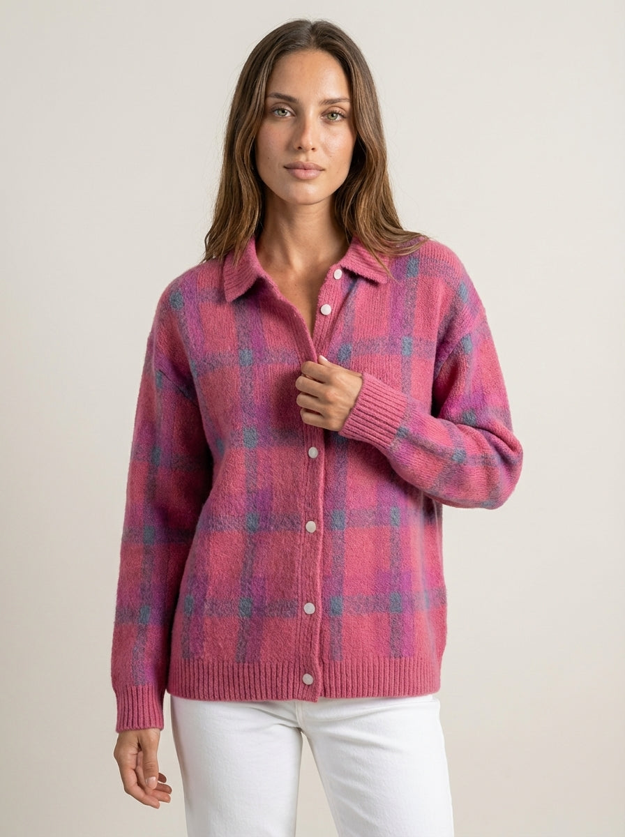 Anna - Cardigan Premium in Maglia a Quadri | Aurella Milano