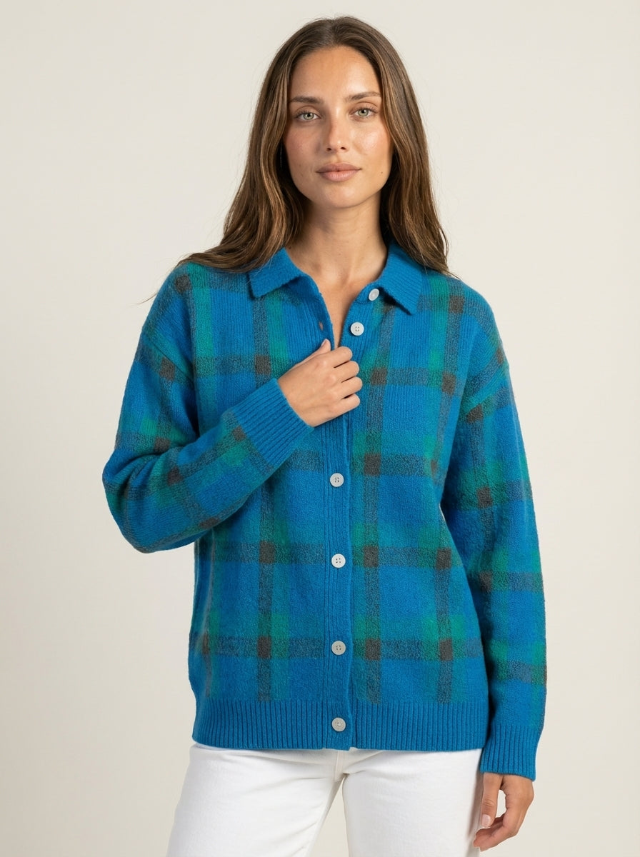 Anna - Cardigan Premium in Maglia a Quadri | Aurella Milano