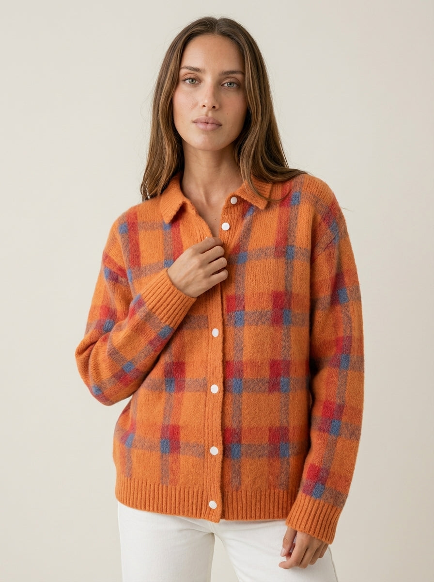 Anna - Cardigan Premium in Maglia a Quadri | Aurella Milano