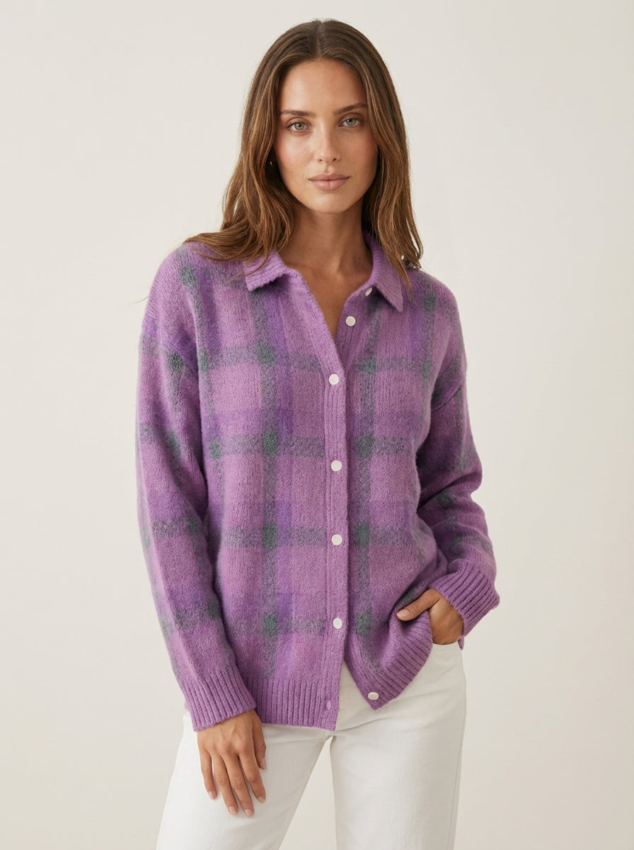 Anna - Cardigan Premium in Maglia a Quadri | Aurella Milano