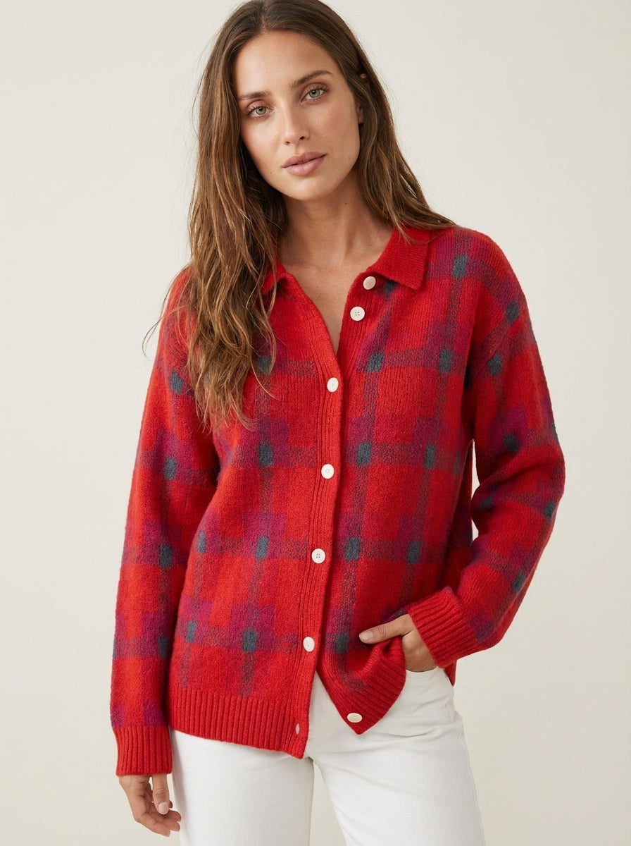 Anna - Cardigan Premium in Maglia a Quadri | Aurella Milano