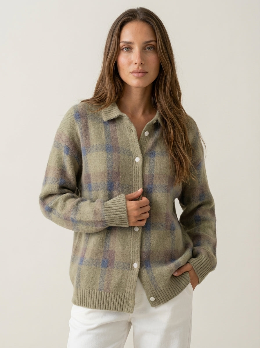 Anna - Cardigan Premium in Maglia a Quadri | Aurella Milano