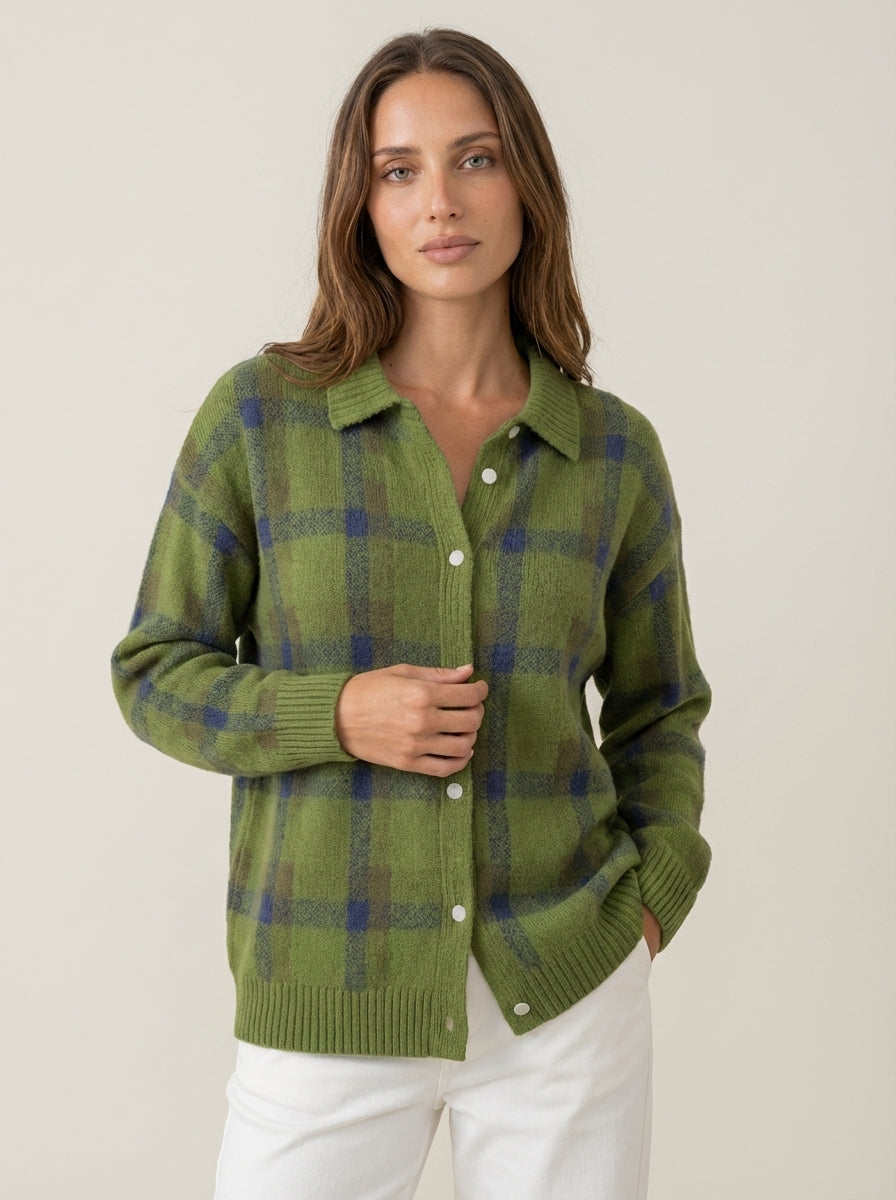 Anna - Cardigan Premium in Maglia a Quadri | Aurella Milano