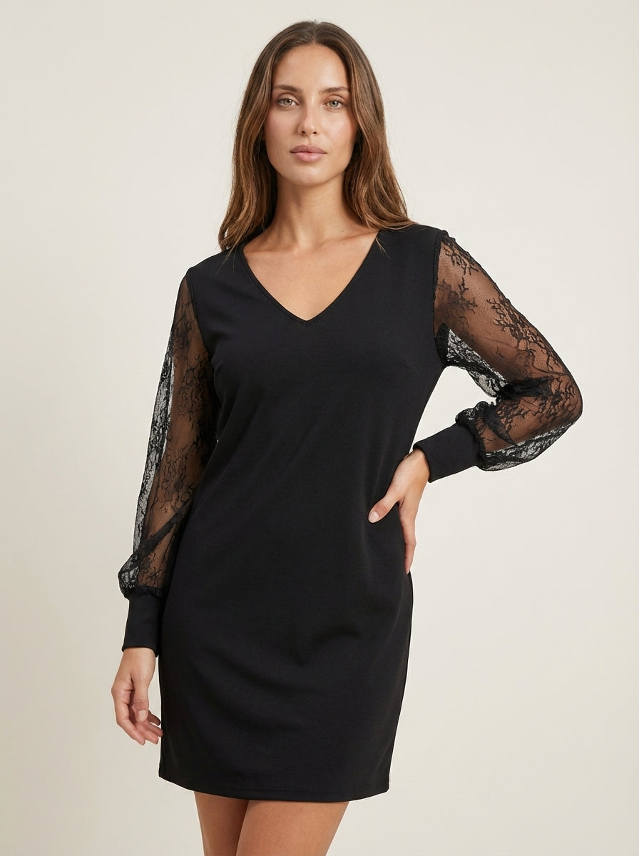 Eva - Abito Elegante in Pizzo con Scollo a V | Aurella Milano