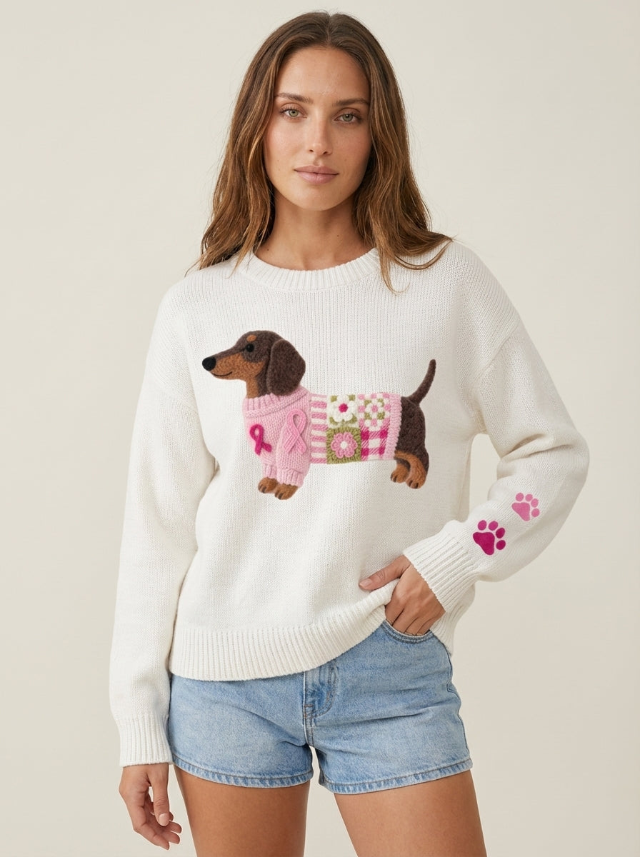 Olivia - Maglione in Maglia con Bassotto | Aurella Milano