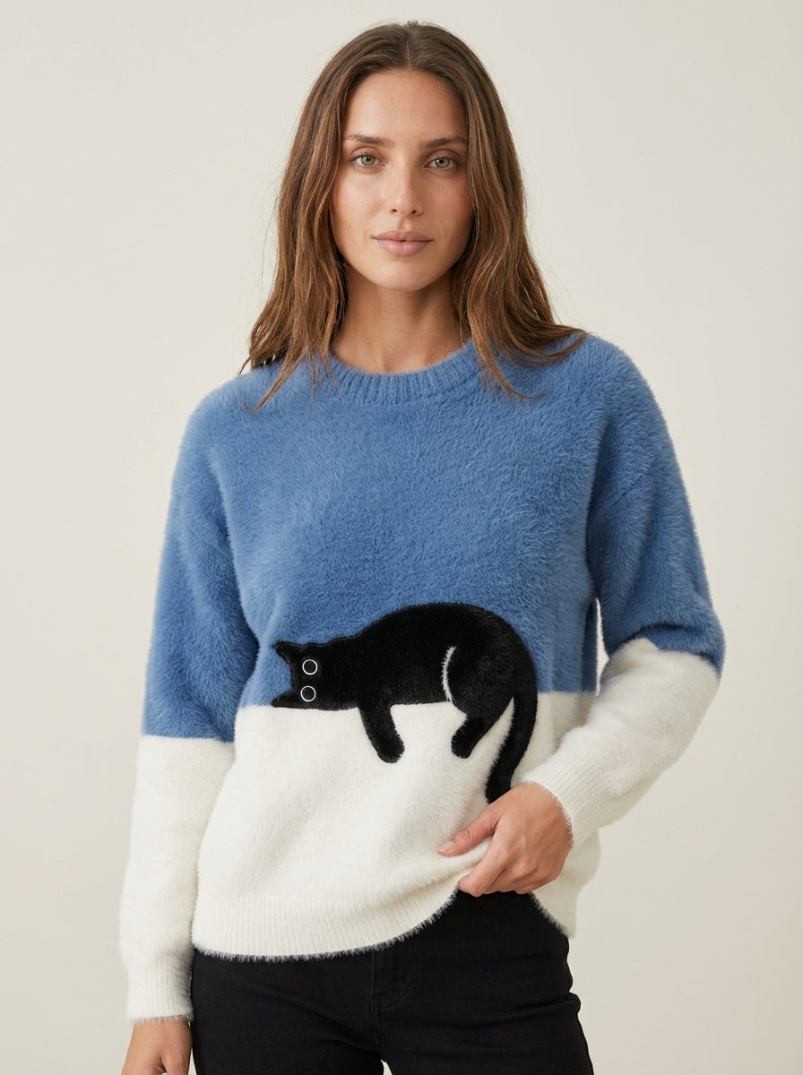 Luna - Felpa Donna con Stampa Gatto | Aurella Milano