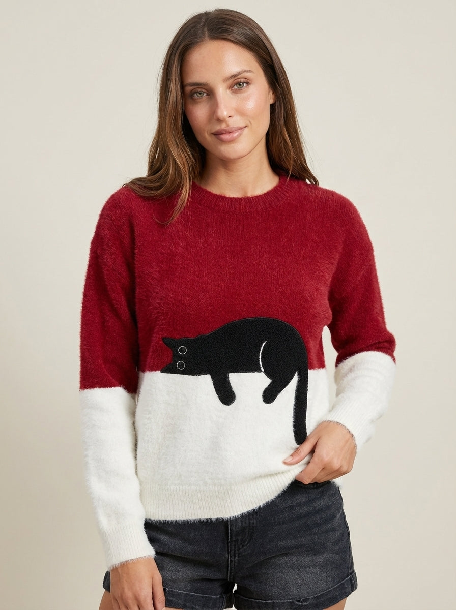 Luna - Felpa Donna con Stampa Gatto | Aurella Milano