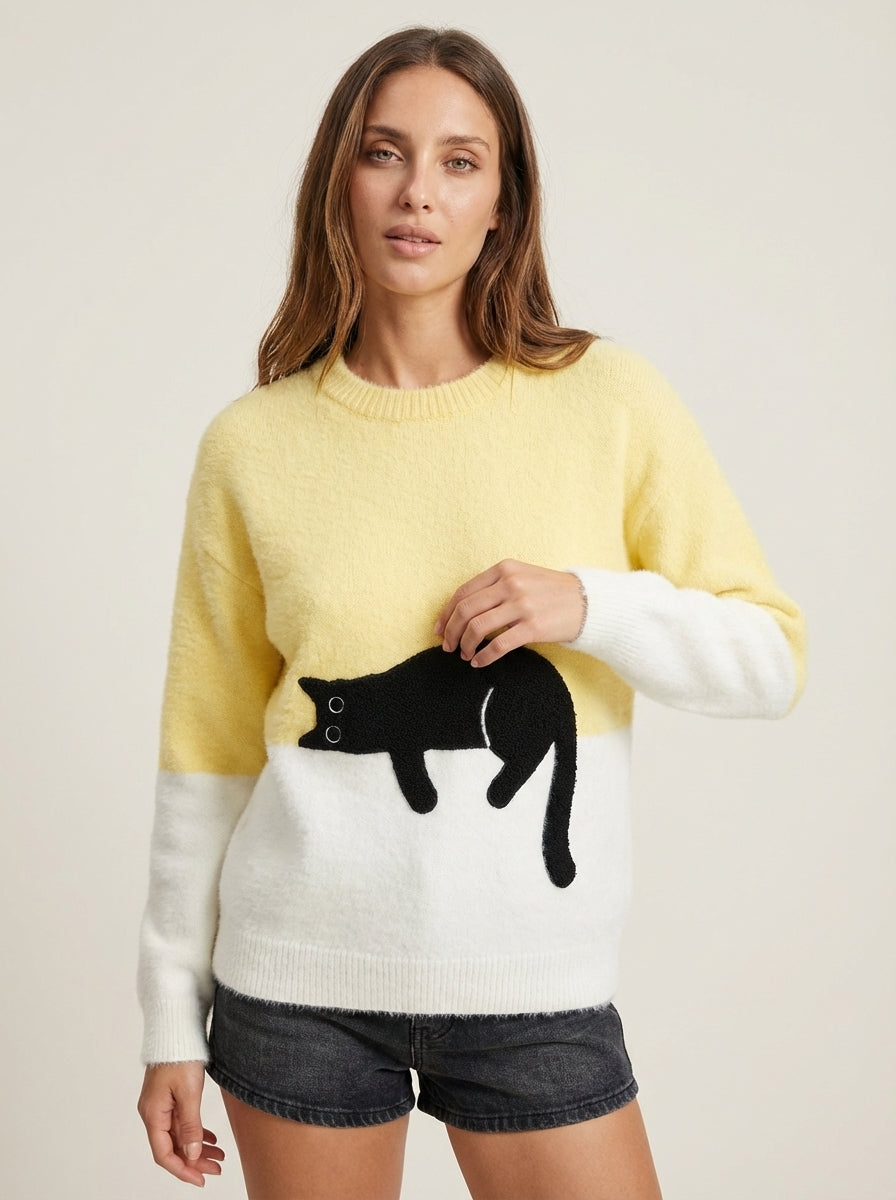 Luna - Felpa Donna con Stampa Gatto | Aurella Milano