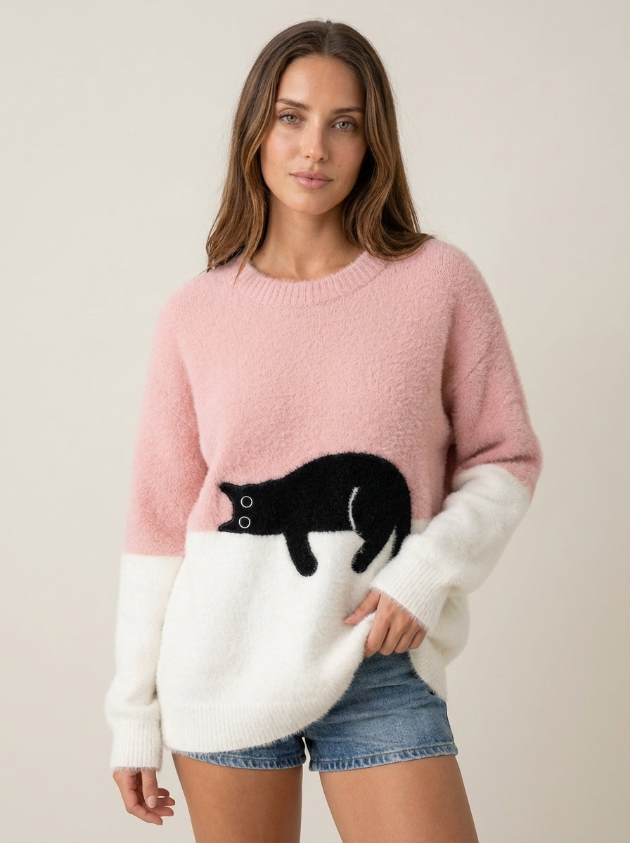 Luna - Felpa Donna con Stampa Gatto | Aurella Milano