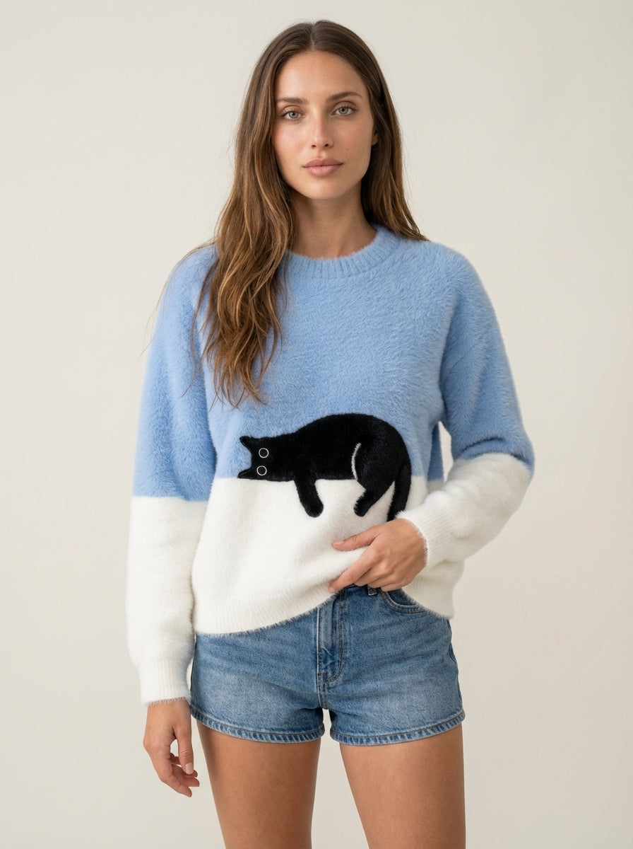 Luna - Felpa Donna con Stampa Gatto | Aurella Milano