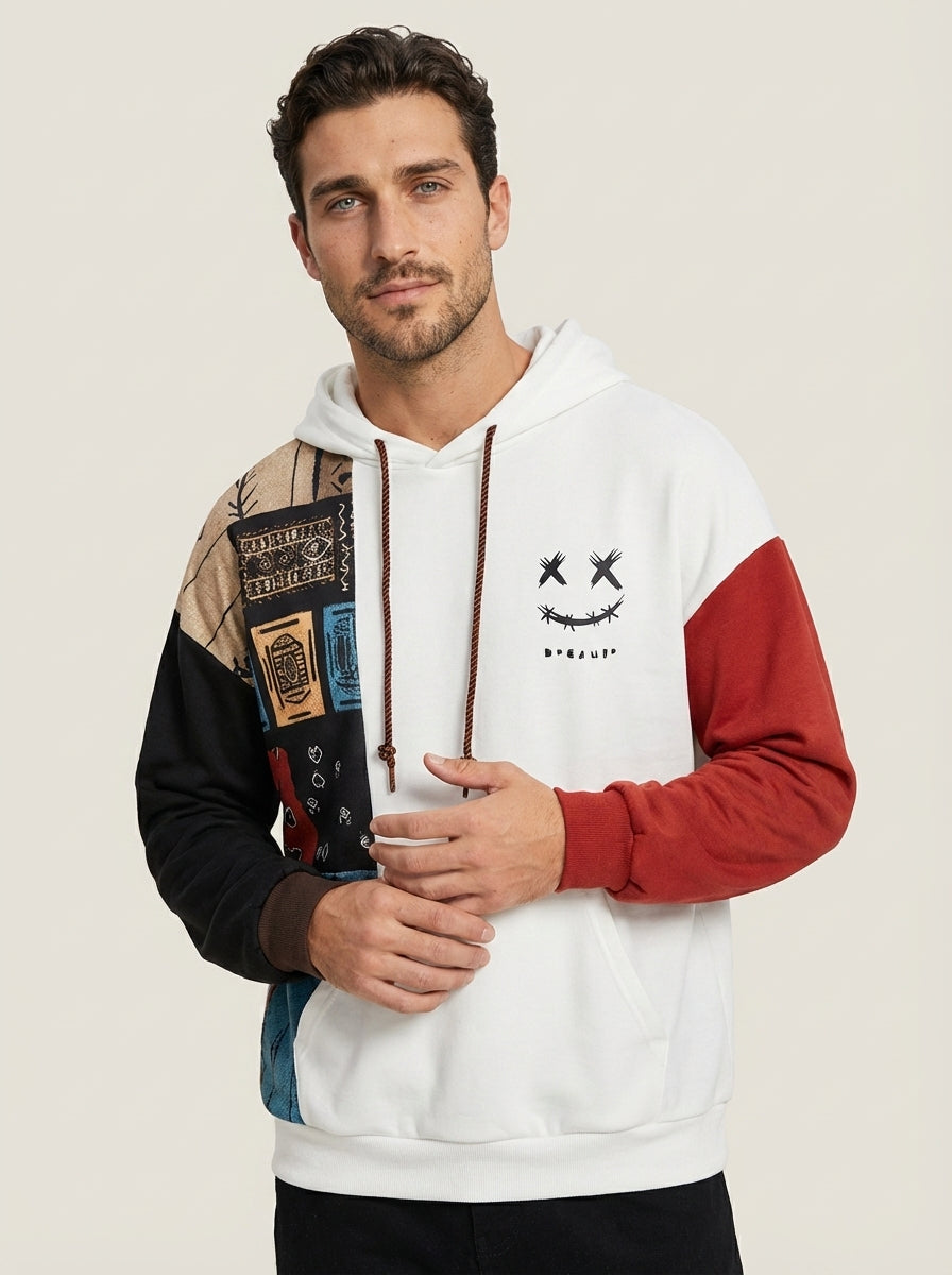 Alessio - Felpa Urban Patchwork con Cappuccio da uomo | Aurella Milano