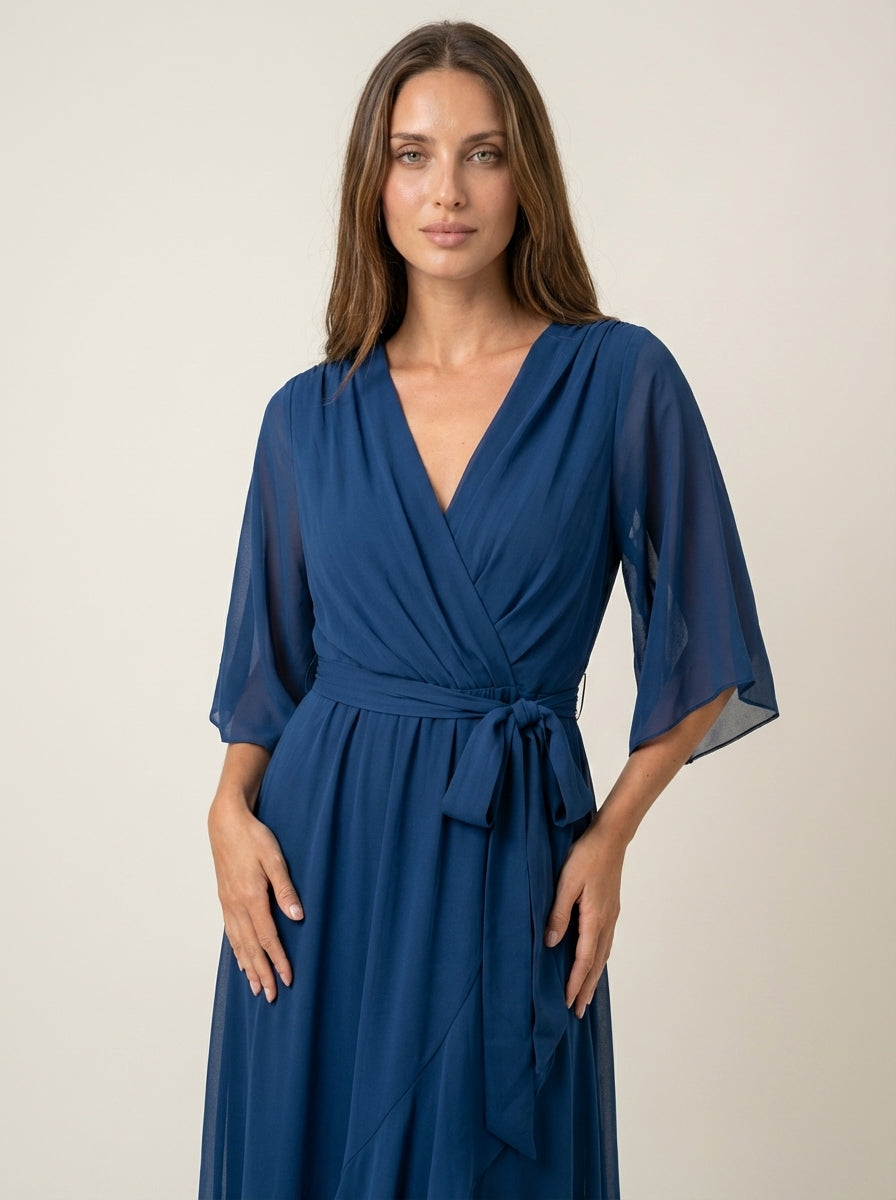 Monica - Abito in Chiffon con Scollo a V | Aurella Milano