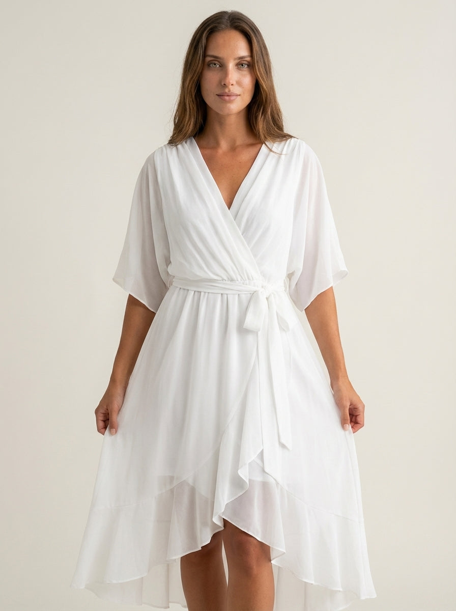 Monica - Abito in Chiffon con Scollo a V | Aurella Milano