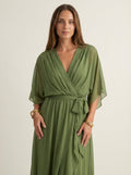 Monica - Abito in Chiffon con Scollo a V | Aurella Milano