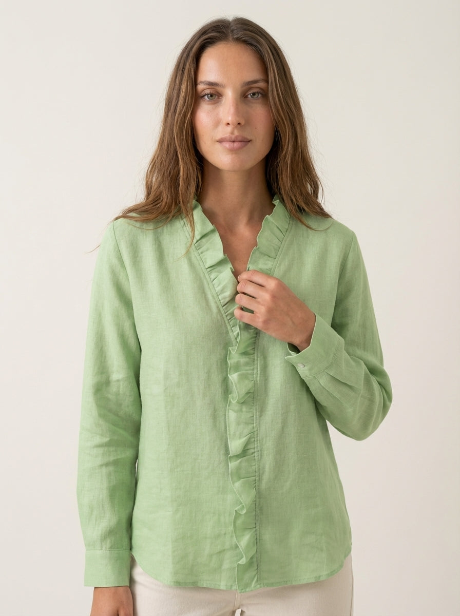 Indie - Blusa con Volant e Scollo a V | Aurella Milano