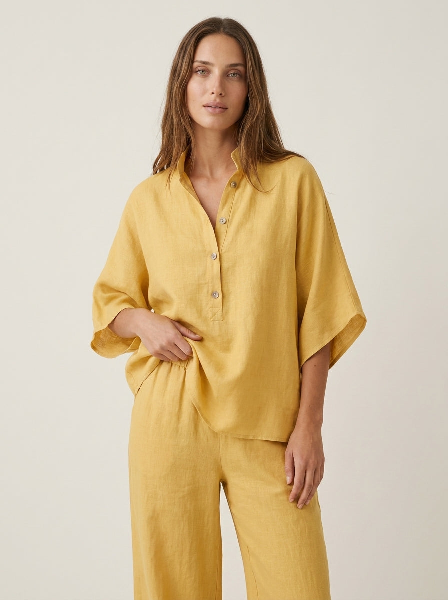 Maribel - Completo in Lino con Pantaloni Ampi | Aurella Milano