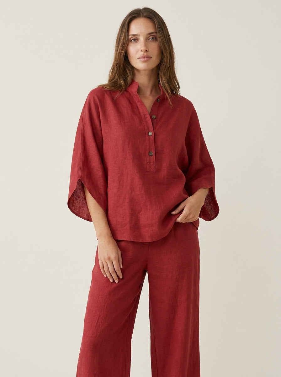 Maribel - Completo in Lino con Pantaloni Ampi | Aurella Milano