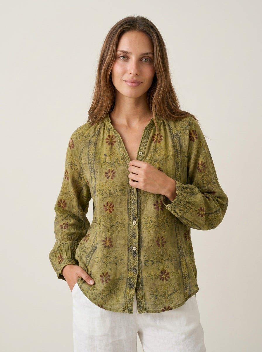 Brianna - Camicia Vintage con Stampa Floreale | Aurella Milano