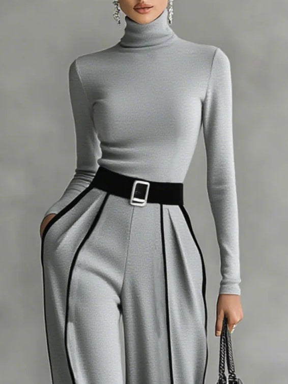 Angela - Completo Elegante con Pantaloni Palazzo - Grigio | Aurella Milano