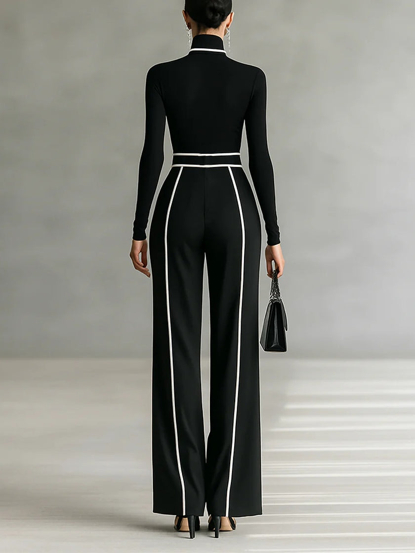 Angela - Completo Elegante con Pantaloni Palazzo - Nero | Aurella Milano