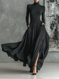 Luna - Completo con Top e Gonna Maxi - Nero | Aurella Milano