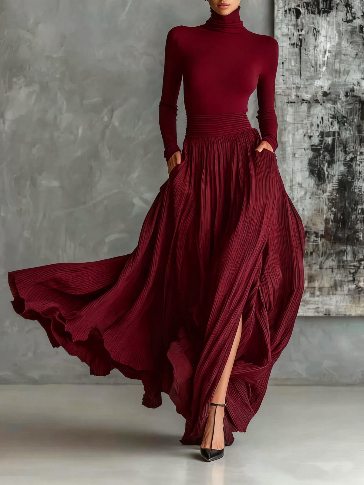 Luna - Completo con Top e Gonna Maxi - Nero | Aurella Milano