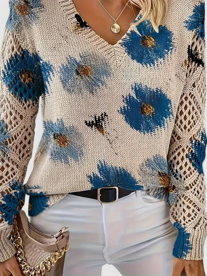Beatrice | Maglione Floreale Traforato - Aurella Milano