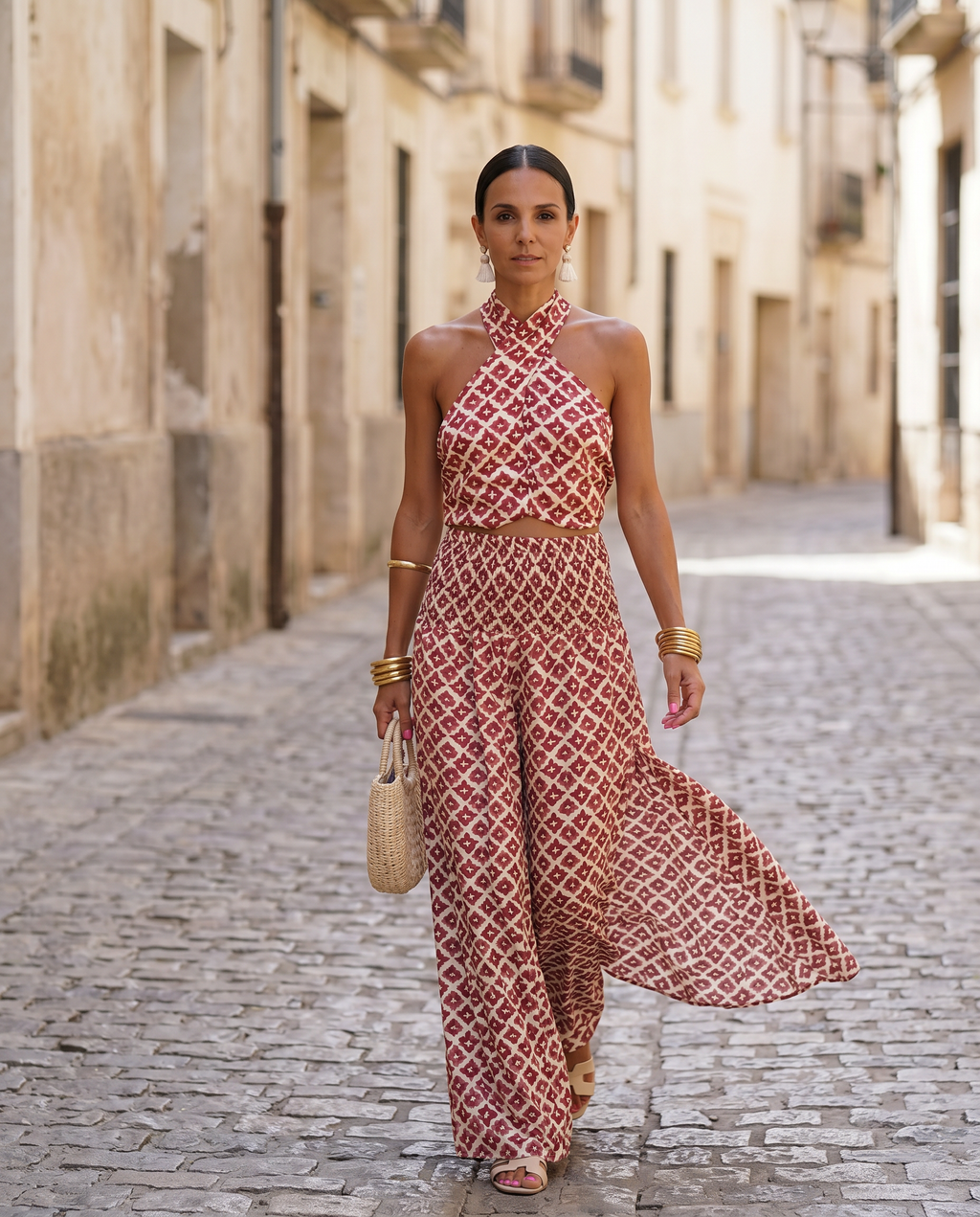 Completo due pezzi con collo halter | Aurella Milano