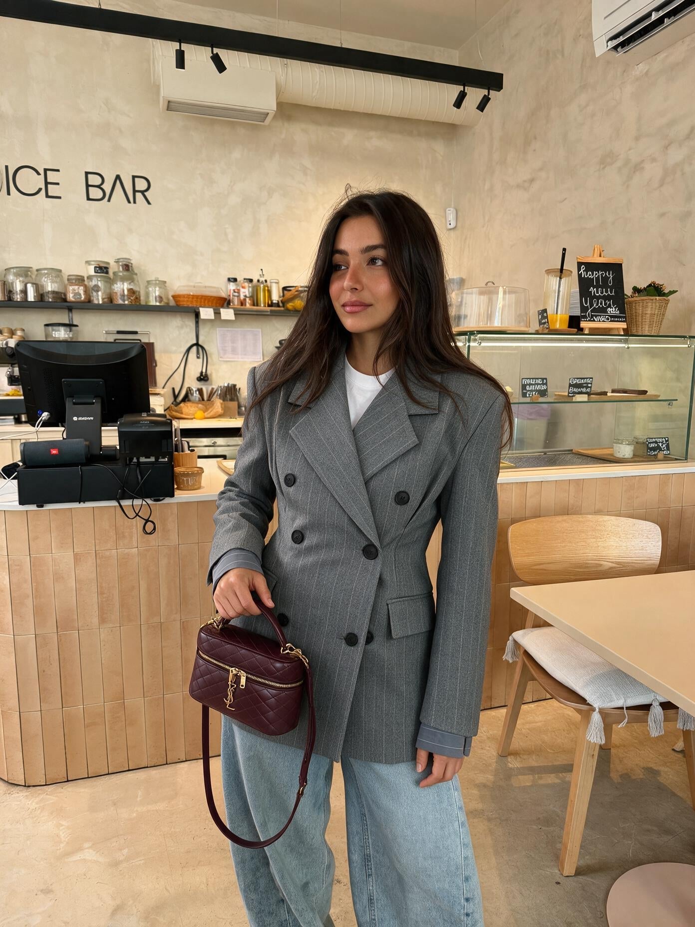 velmara-gen · blazer-grigio-cintura-gessato · unico · frontale · 4