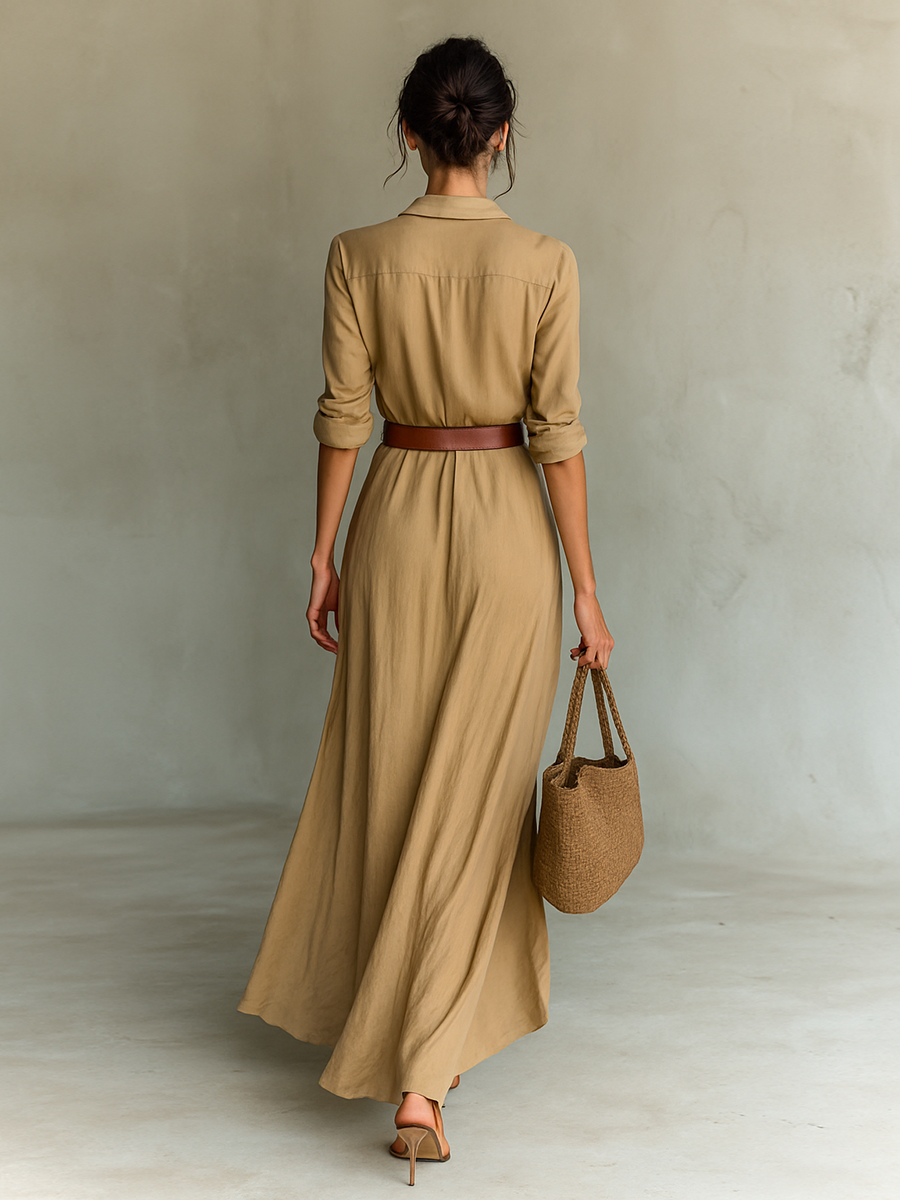 Alina - Abito Lungo Elegante - Cachi | Aurella Milano