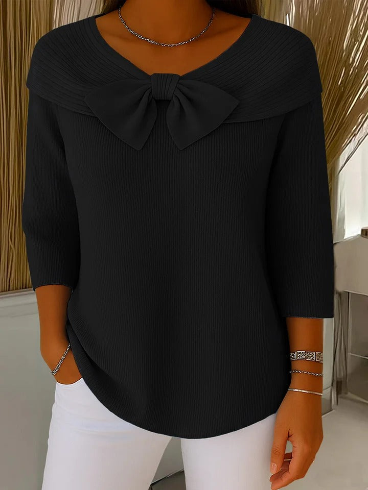 Maglione con fiocco sullo scollo Blu | Aurella Milano
