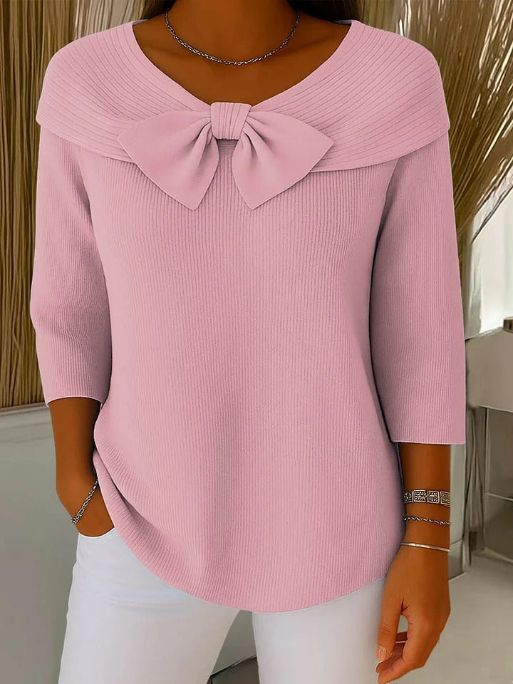 Maglione con fiocco sullo scollo Blu | Aurella Milano