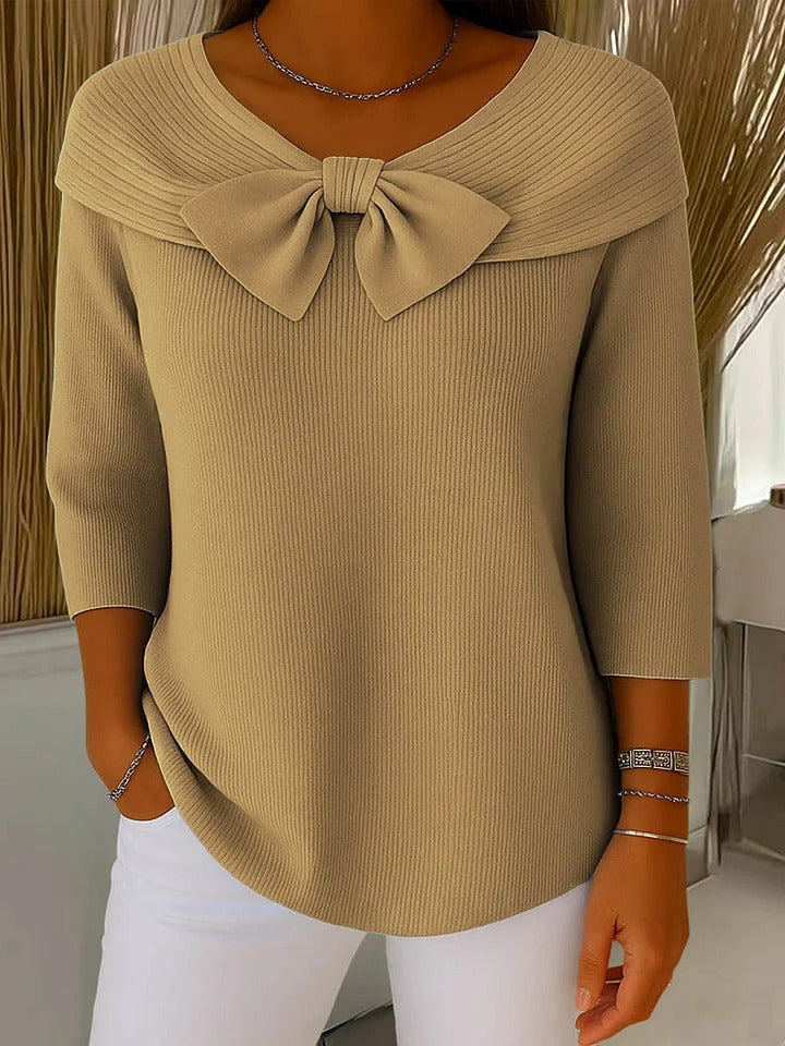 Maglione con fiocco sullo scollo Blu | Aurella Milano