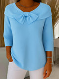 Maglione con fiocco sullo scollo Blu | Aurella Milano