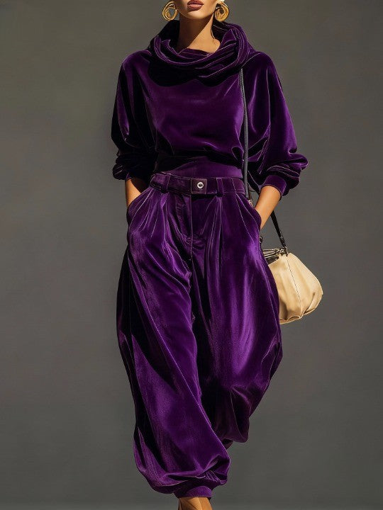 Ivonne - Completo Boho con Pantaloni Ampi - Marrone | Aurella Milano