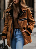 Noemi | Cappotto in Effetto Suede con Zip