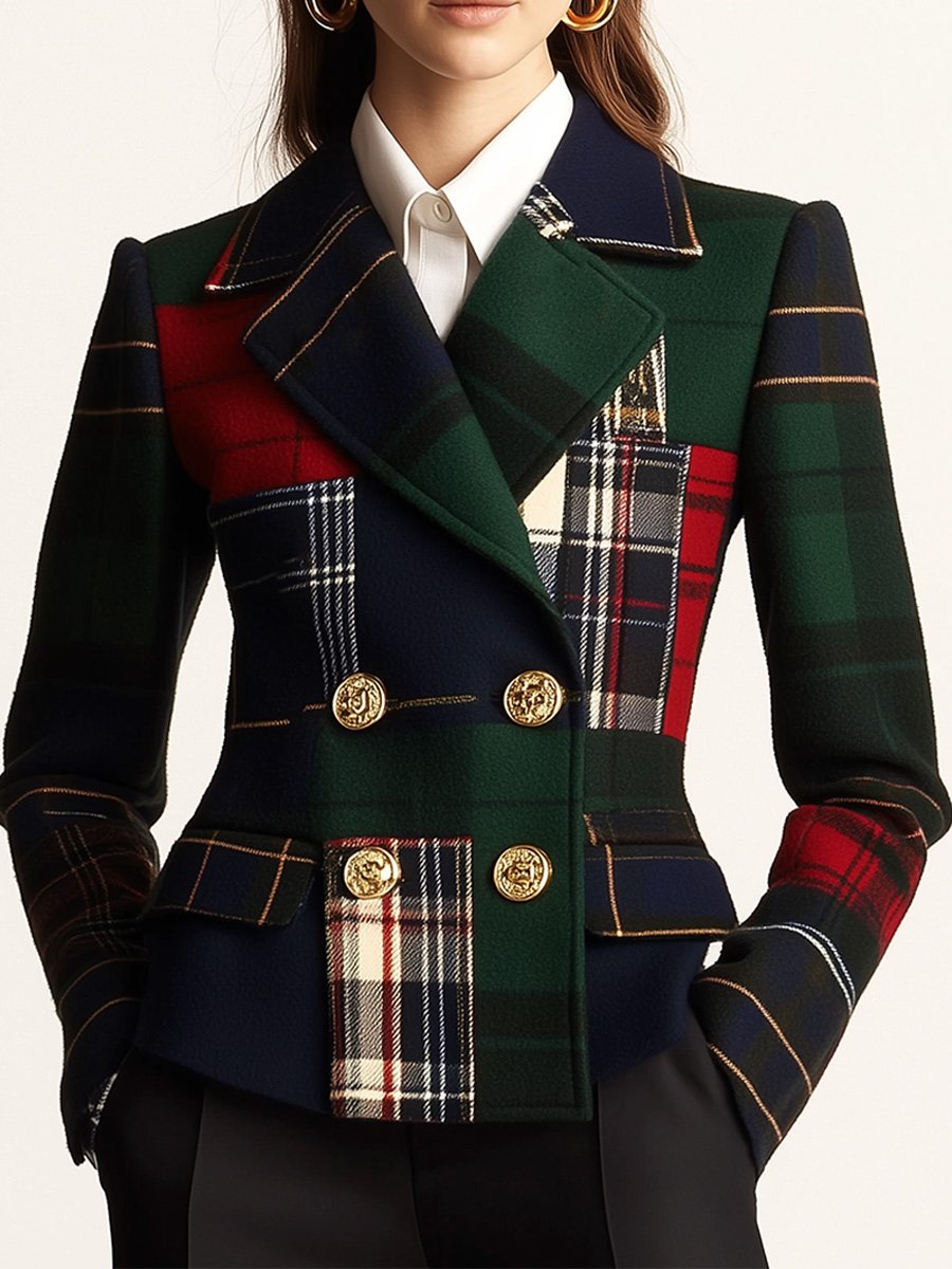Elisa | Blazer in Lana a Quadri Doppiopetto