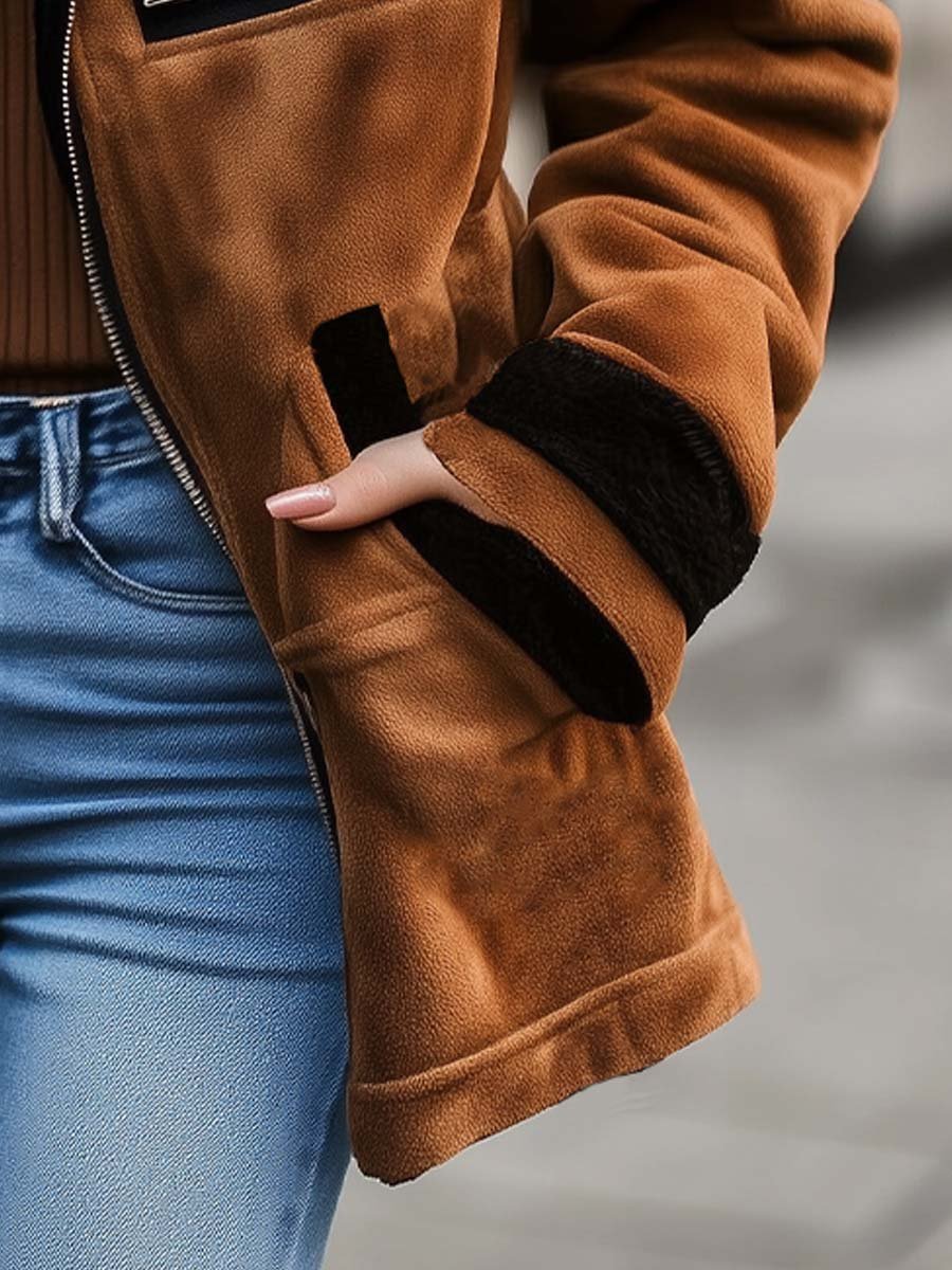 Noemi | Cappotto in Effetto Suede con Zip