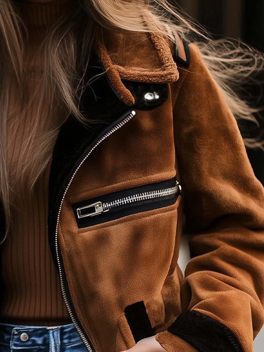 Noemi | Cappotto in Effetto Suede con Zip
